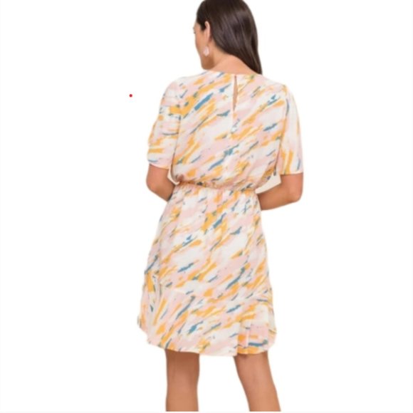 Lush Flutter Sleeve Ruffle Abstract Dress M - Picture 2 of 12